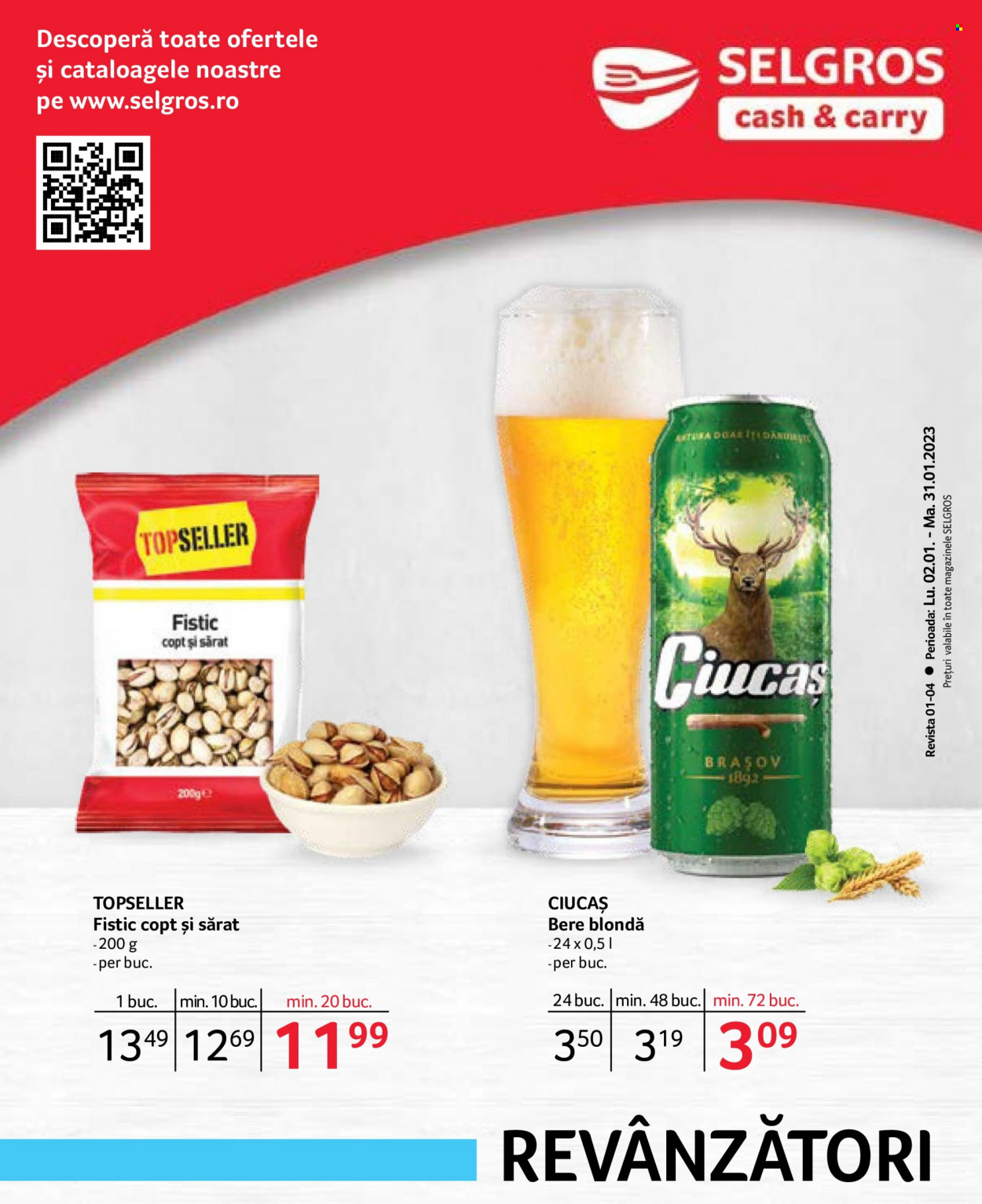 Cataloage Selgros - 02.01.2023 - 31.01.2023 - Produse în vânzare - bere blondă, alcool, bere, fistic. Pagina 1.