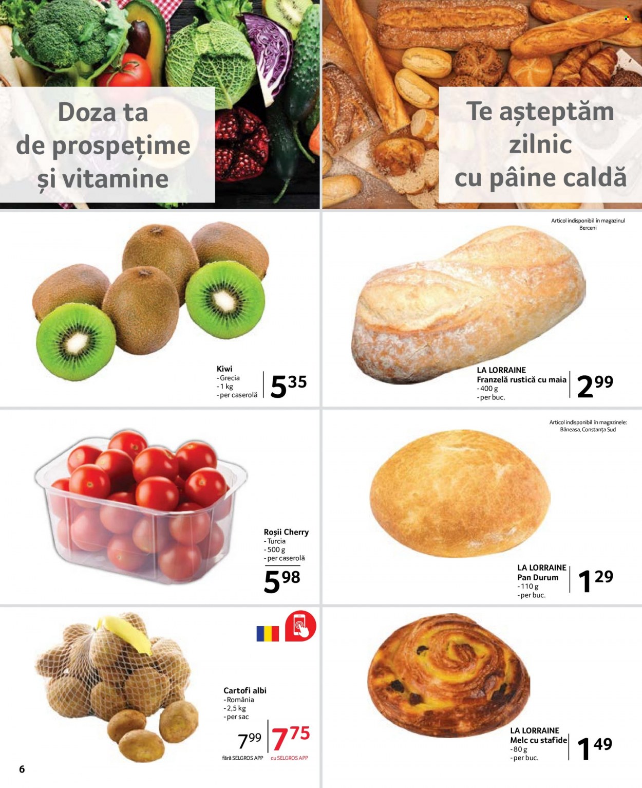 Cataloage Selgros - 20.01.2023 - 02.02.2023 - Produse în vânzare - pâine, cartofi, rosii cherry, roșie, kiwi. Pagina 6.