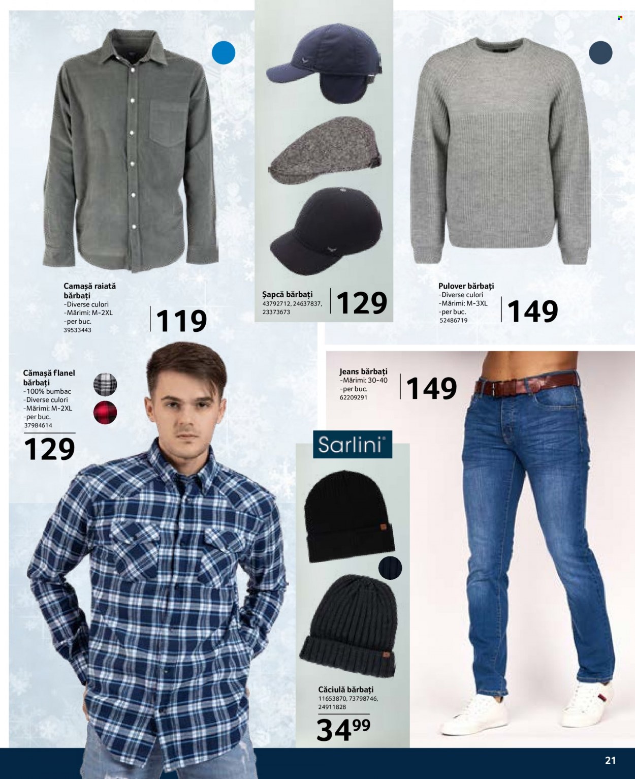 thumbnail - Cataloage Selgros - 10.11.2023 - 07.12.2023 - Produse în vânzare - jeans, camasa, pulover, căciulă, şapcă. Pagina 21.