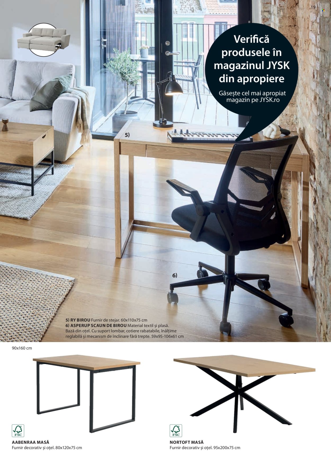 thumbnail - Cataloage JYSK - Produse în vânzare - birou, scaun, scaun de birou, masă. Pagina 20.