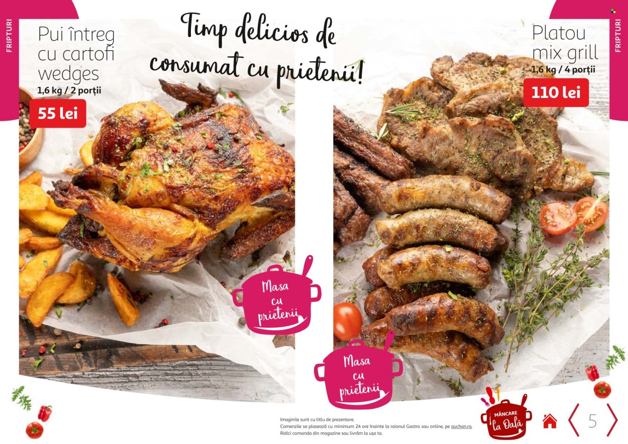 thumbnail - Cataloage Auchan - Produse în vânzare - pui întreg, carne de pui, platou. Pagina 5.