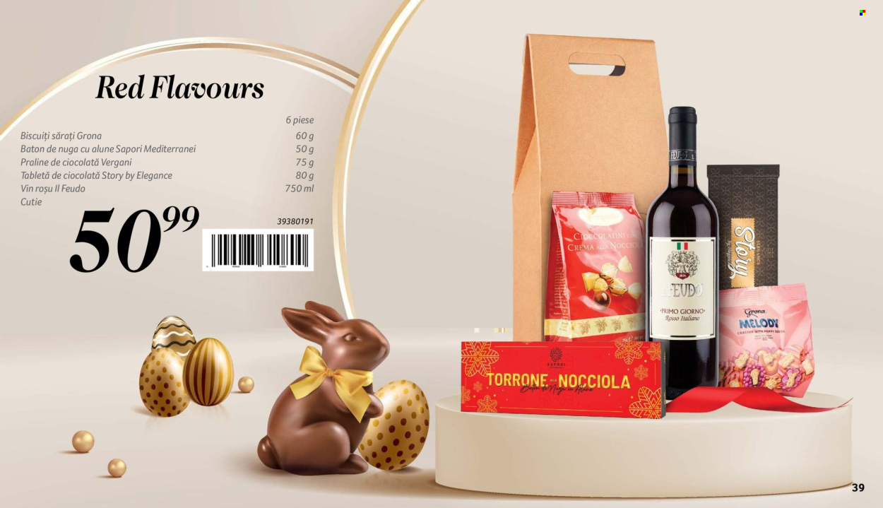 thumbnail - Cataloage Selgros - 01.04.2024 - 04.05.2024 - Produse în vânzare - ciocolată, biscuiți, praline, biscuiți sărați, cracker, vin roşu, vin. Pagina 39.