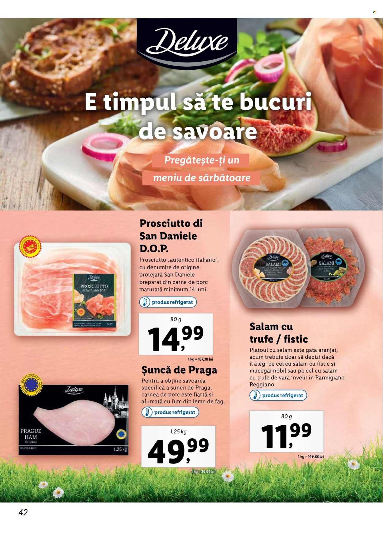 thumbnail - Cataloage Lidl - Produse în vânzare - prosciutto, salam, șuncă, brânză, parmezan, Parmigiano Reggiano, trufe, ham. Pagina 42.