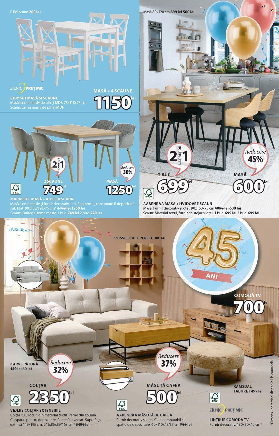 thumbnail - Cataloage JYSK - 13.04.2024 - 12.05.2024 - Produse în vânzare - set masa, masă, scaun, raft perete, raft, pătură, canapea, canapea extensibile, măsuță de cafea, comodă tv, tabureț. Pagina 22.