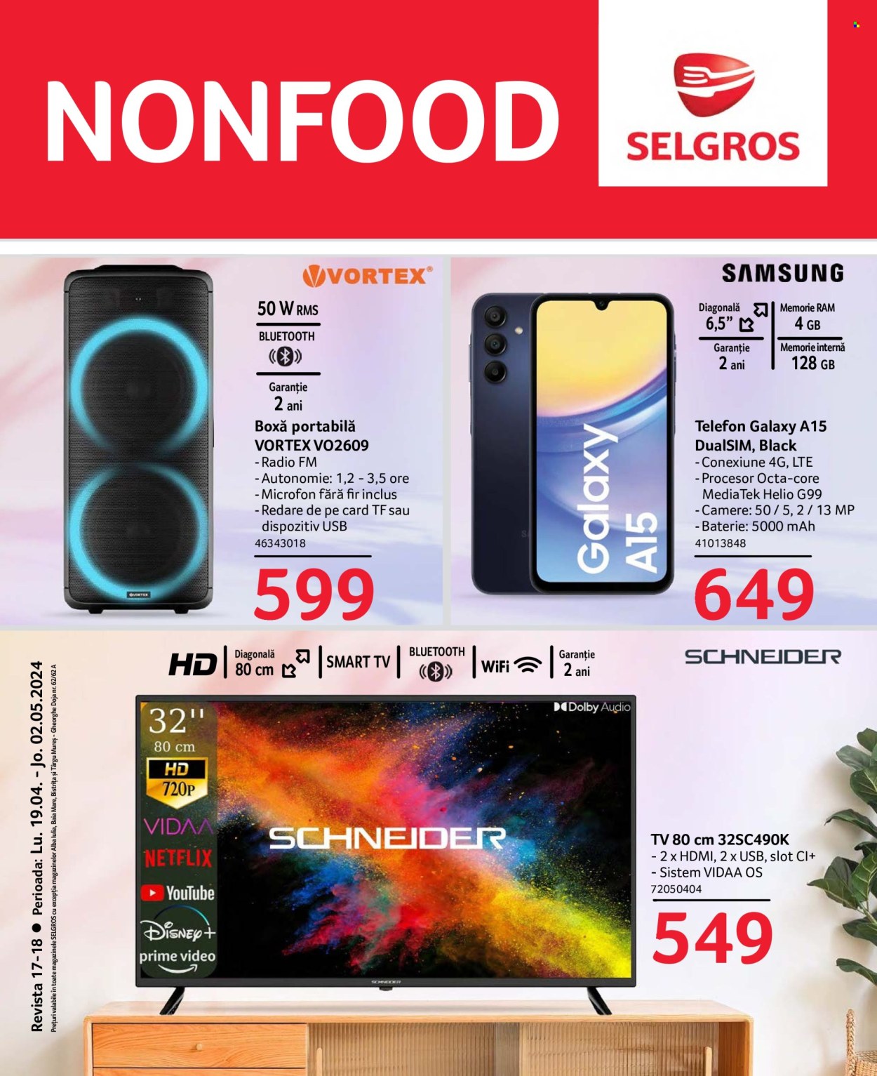 thumbnail - Cataloage Selgros - 19.04.2024 - 02.05.2024 - Produse în vânzare - Samsung, Disney, telefon, smart tv, televizor, boxa, boxa portabila. Pagina 1.