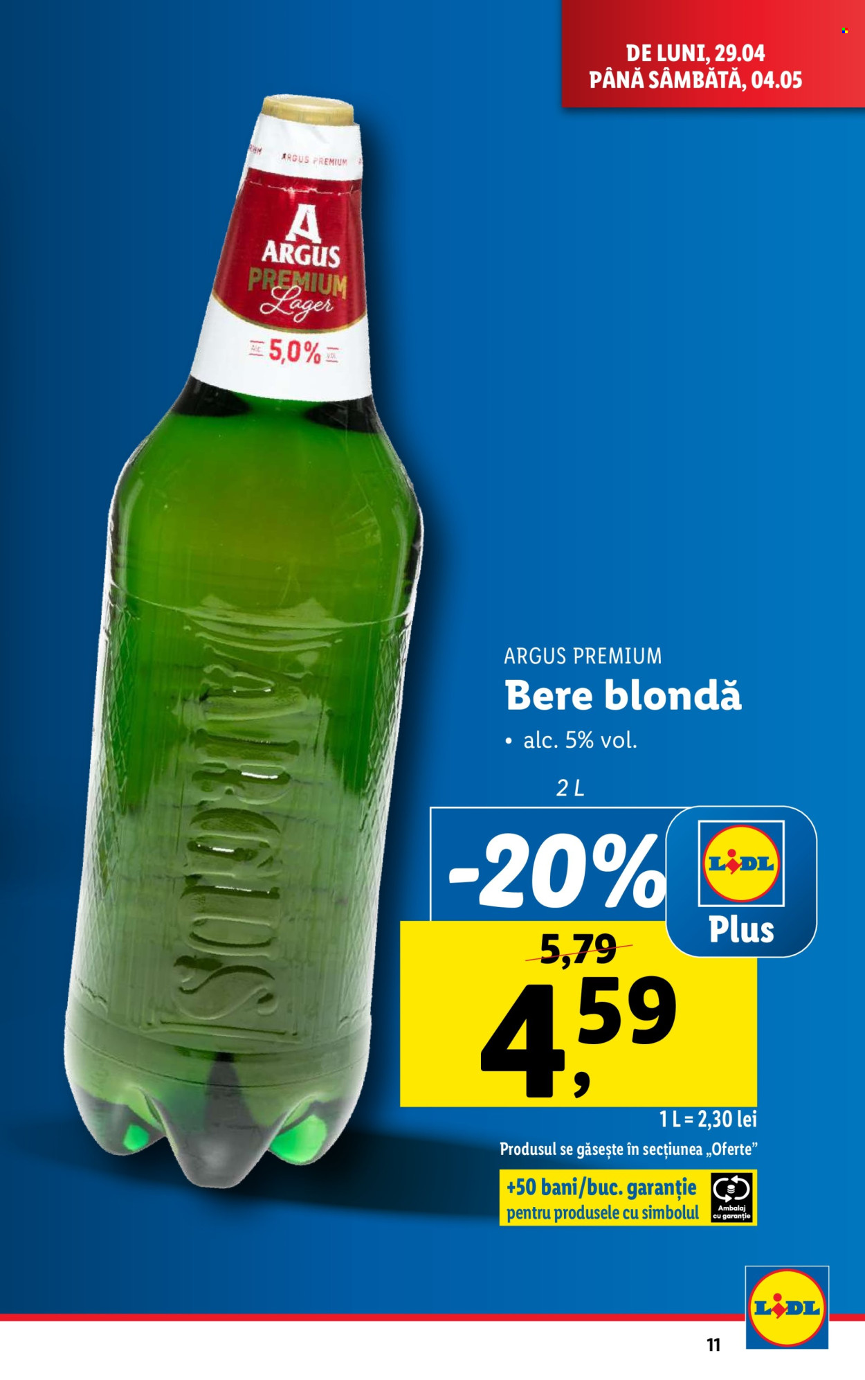 thumbnail - Cataloage Lidl - 29.04.2024 - 04.05.2024 - Produse în vânzare - bere blondă, alcool, bere. Pagina 11.