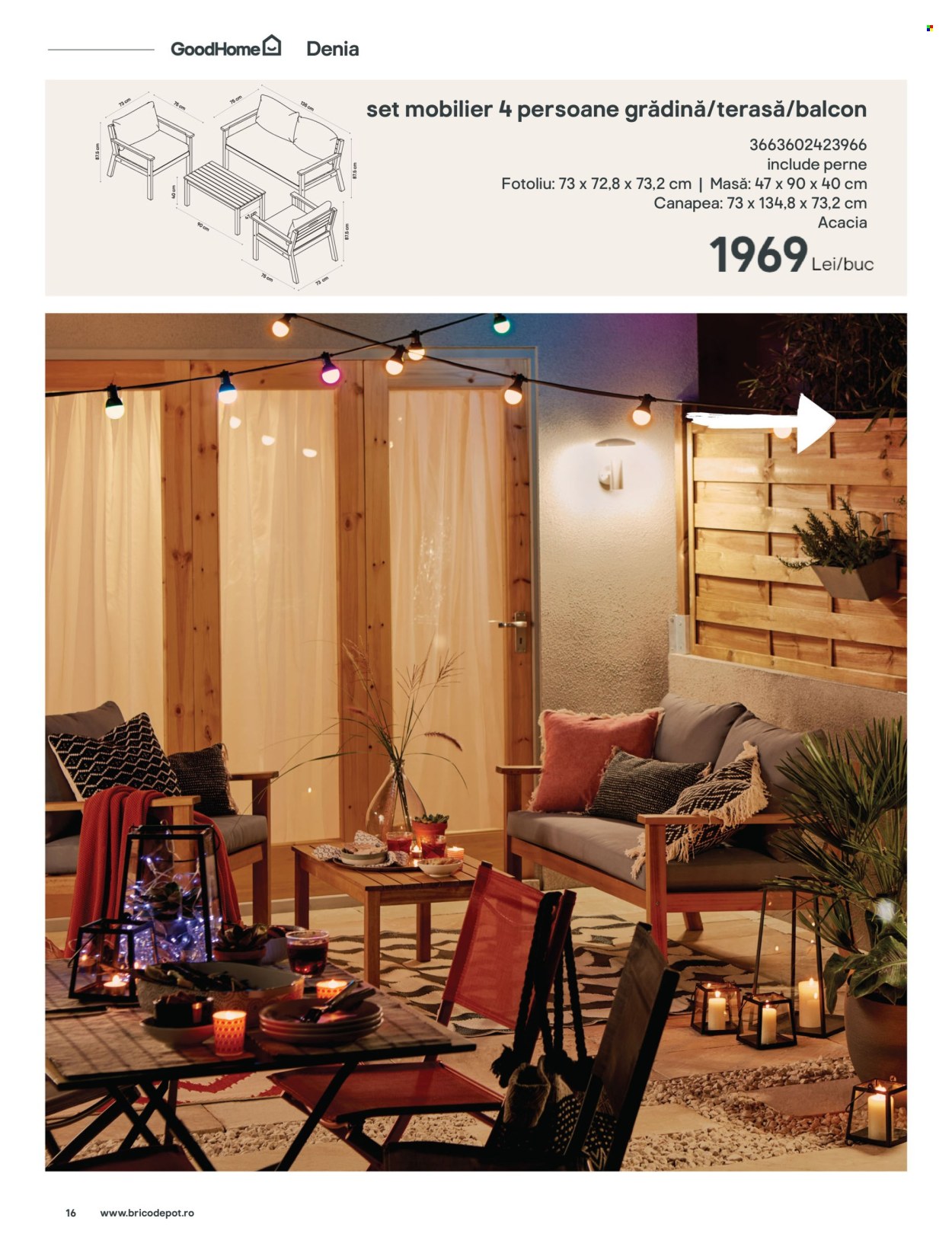 thumbnail - Cataloage Brico Depot - 22.04.2024 - 30.06.2024 - Produse în vânzare - set mobilier, masă, canapea, fotoliu. Pagina 16.