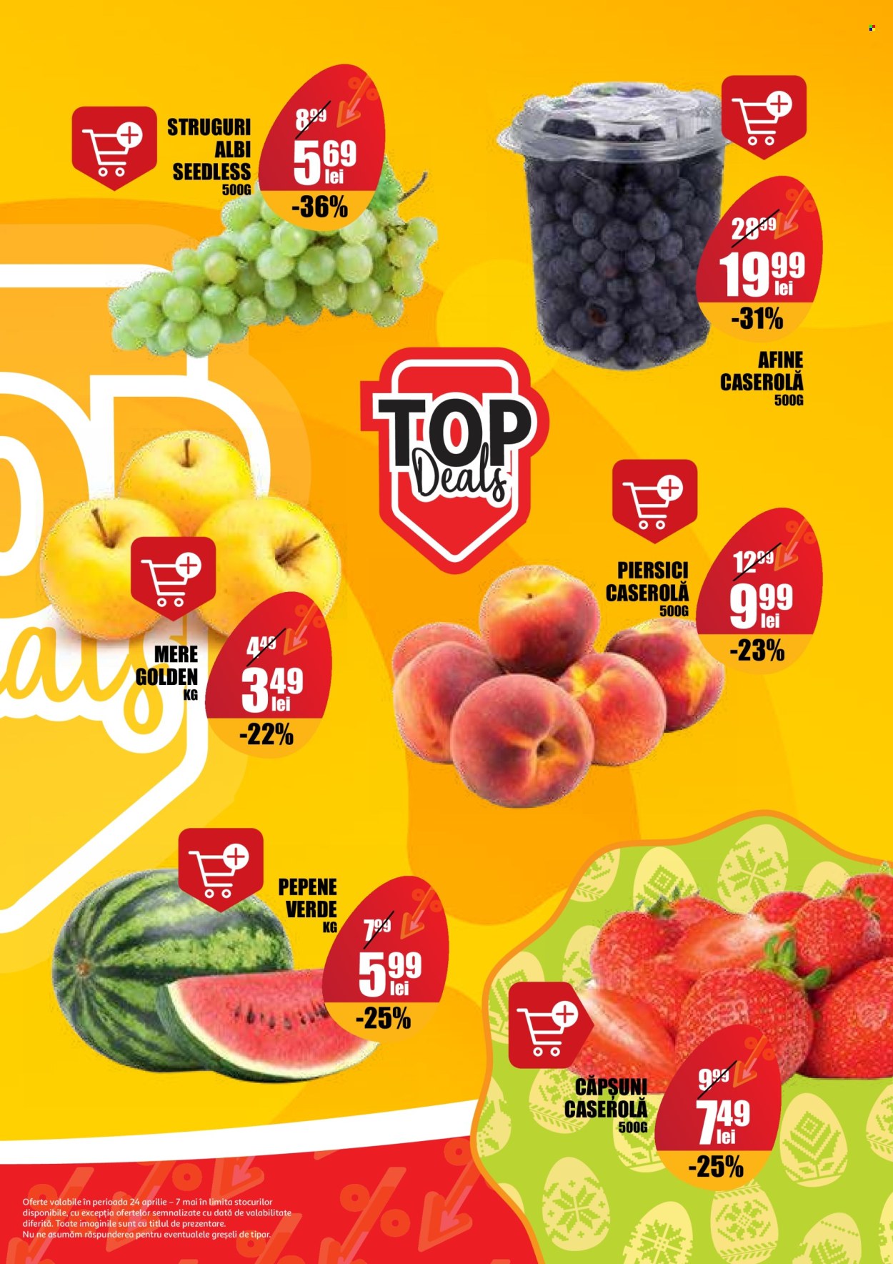 thumbnail - Cataloage Auchan - 24.04.2024 - 07.05.2024 - Produse în vânzare - pepene, piersici, struguri, struguri albi, mere, afine, căpşune, pepene verde. Pagina 3.