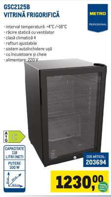 GSC2125B VITRINĂ FRIGORIFICĂ