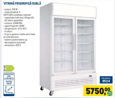VITRINĂ FRIGORIFICĂ DUBLĂ