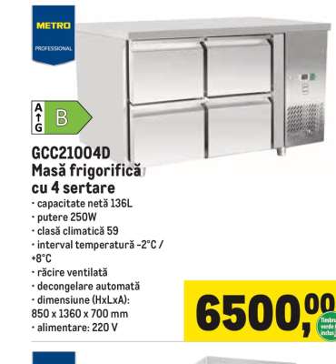 GCC21004D Masă frigorifică cu 4 sertare