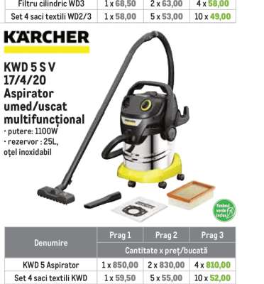 KWD 5 S V 17/4/20 Aspirator umed/uscat multifunctional