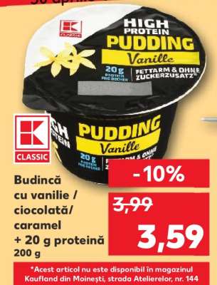 Budincă cu vanilie / ciocolată/ caramel + 20 g proteina