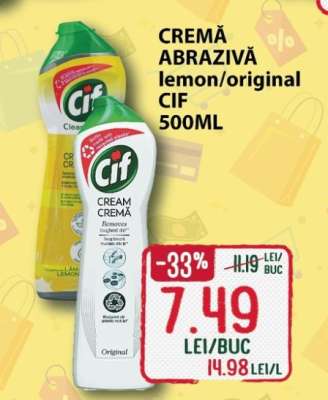 Cremă abrazivă Lemon/Original CIF 500ml