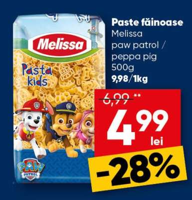 Paste făinoase Melissa paw patrol / peppa pig