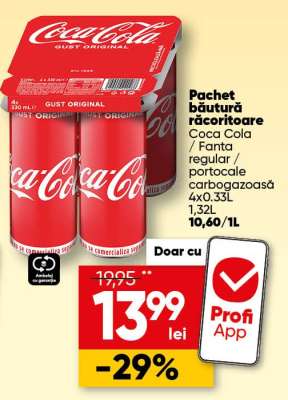 Pachet băutură răcoritoare Coca Cola / Fanta regular / portocale carbogazoasă
