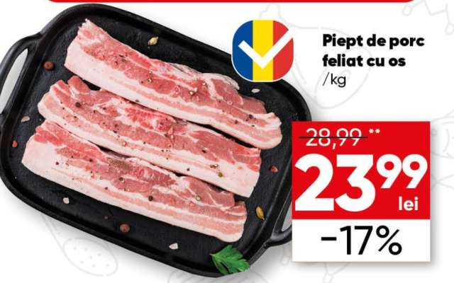 Piept de porc, feliat, cu os
