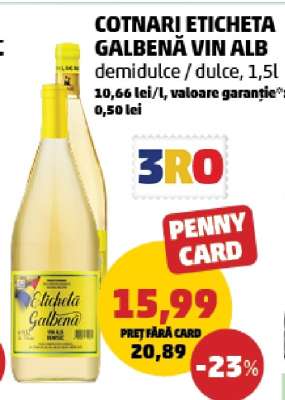 COTNARI ETICHETA GALBENĂ VIN ALB