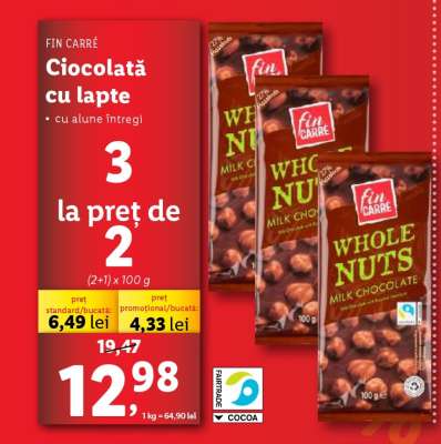 FIN CARRÉ Ciocolată cu lapte