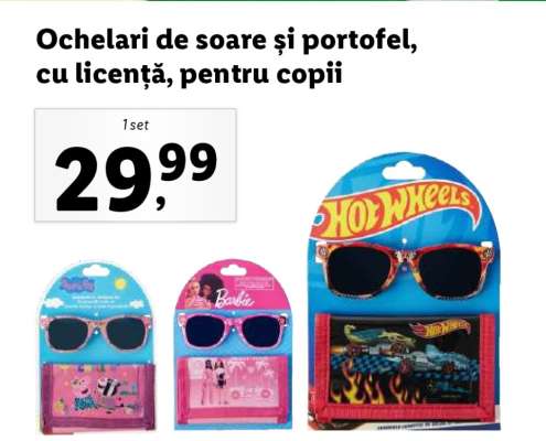 Ochelari de soare și portofel, cu licență, pentru copii