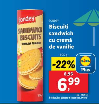 Sondey Biscuiți sandwich cu cremă de vanilie