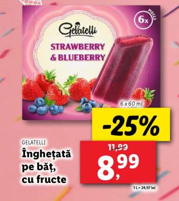 GELATELLI Înghețată pe băț, cu fructe