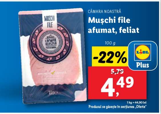 Mușchi file afumat, feliat