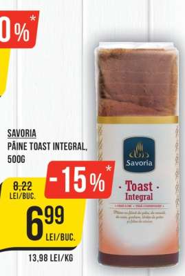 Savoria Pâine Toast Integral, 500g