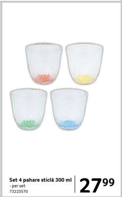 Set 4 pahare sticlă 300 ml