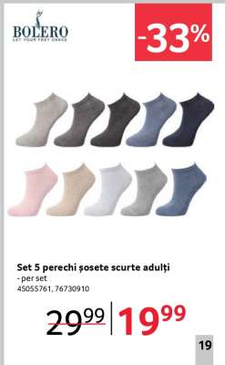 Set 5 perechi șosete scurte adulți