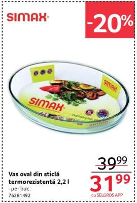 Vas oval din sticlă termorezistentă 2,2 l