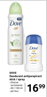 DOVE Deodorant antiperspirant stick / spray