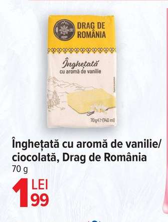 Înghețată cu aromă de vanilie/ciocolată, Drag de România