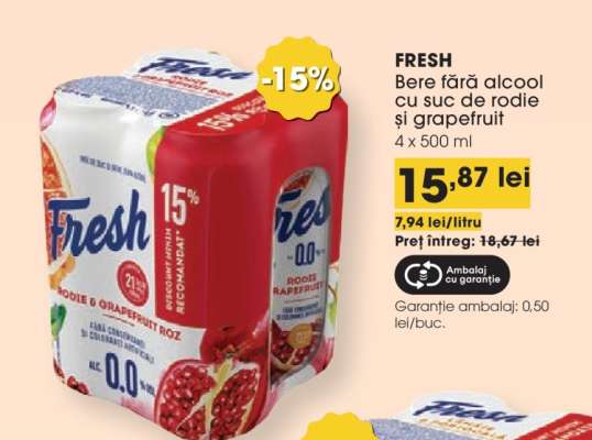 FRESH Bere fără alcool cu suc de rodie și grapefruit