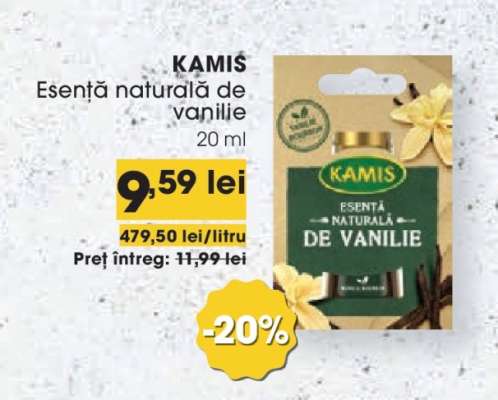 KAMIS Esență naturală de vanilie 20 ml