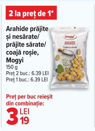 Arahide prăjite și nesărate/prăjite sărate/coajă roșie, Mogyi