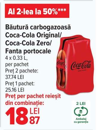 Băutură carbogazoasă Coca Cola Original/ Coca-Cola zero/Fanta portocale