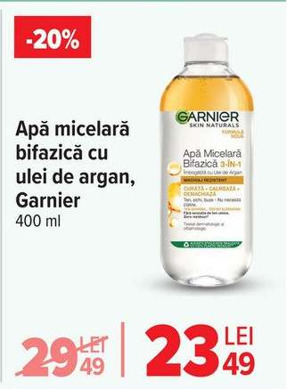 Apă micelară bifazică cu ulei de argan, Garnier