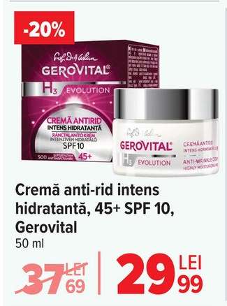 Cremă anti-rid intens hidratantă, 45+ SPF 10, Gerovital