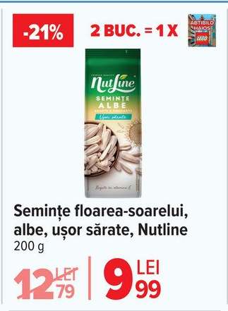 Semințe floarea-soarelui, albe, ușor sărate Nutline