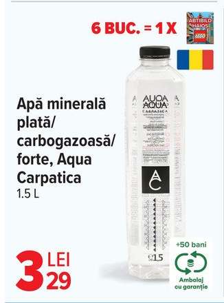 Apă minerală plată/carbogazoasă/forte, Aqua Carpatica 1.5 L