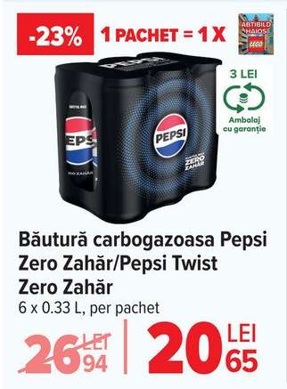 Băutură carbogazoasă Pepsi Zero Zahăr/Pepsi Twist Zero Zahăr