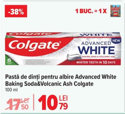 Pastă de dinți pentru albire Advanced White Baking Soda & Volcanic Ash Colgate