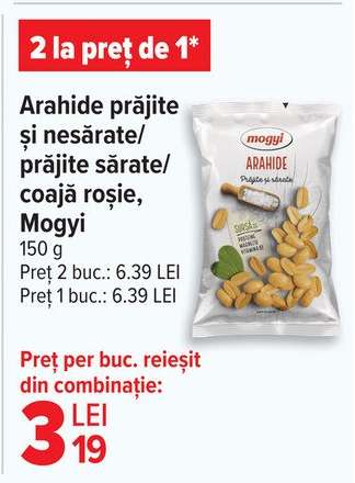 Arahide prăjite și nesărate/prăjite sărate/coajă roșie, Mogyi