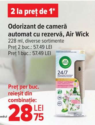 Odorizant de cameră automat cu rezervă, Air Wick