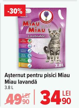 Așternut pentru pisici Miau Miau lavandă