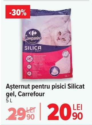 Așternut pentru pisici Silicat gel, Carrefour