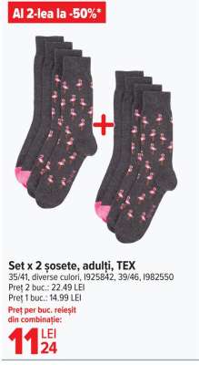 Set x 2 șosete, adulți, TEX
