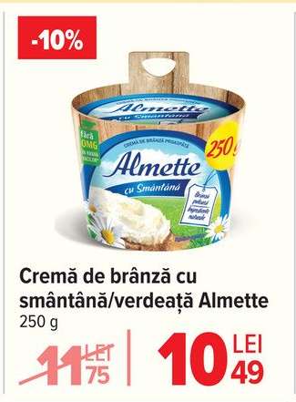 Cremă de brânză cu smântână/verdeață Almette