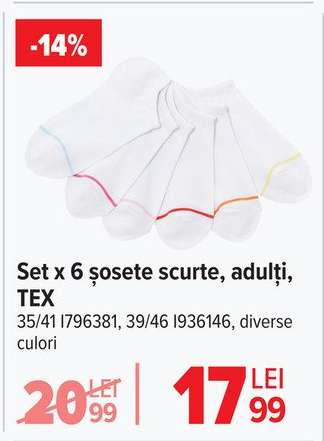 Set x 6 șosete scurte, adulți, TEX